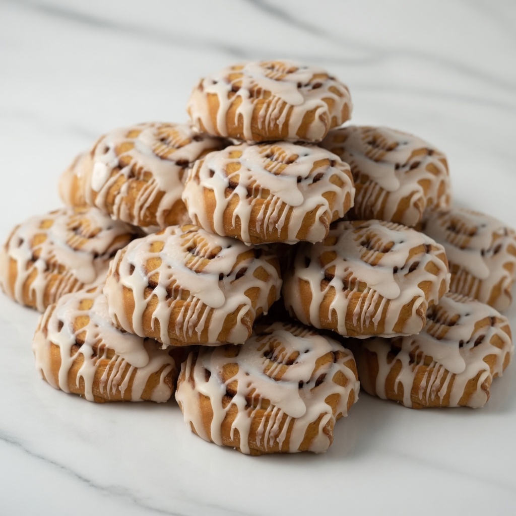 Iced cinnamon rolls stacked for a quick breakfast service setup